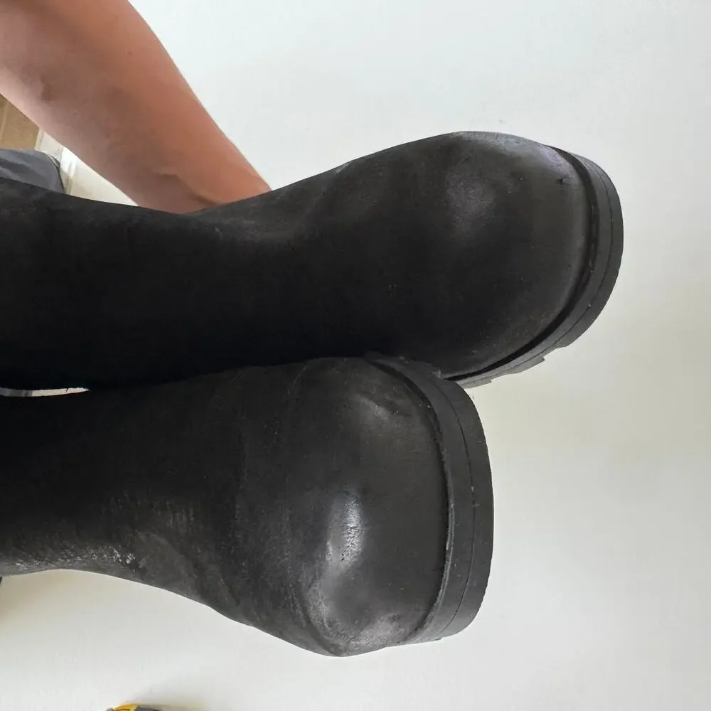 Sorel Black Suede Ankle Booties with Lug Sole Waterproof